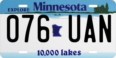 MN license plate 076UAN