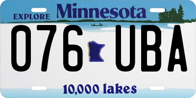 MN license plate 076UBA