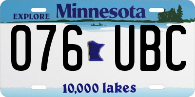 MN license plate 076UBC