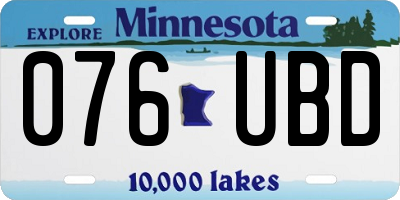 MN license plate 076UBD
