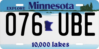 MN license plate 076UBE