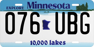 MN license plate 076UBG