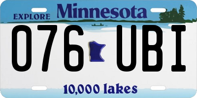 MN license plate 076UBI