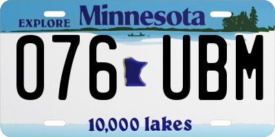 MN license plate 076UBM
