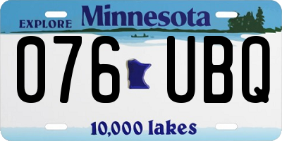 MN license plate 076UBQ