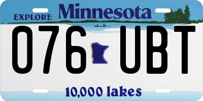 MN license plate 076UBT