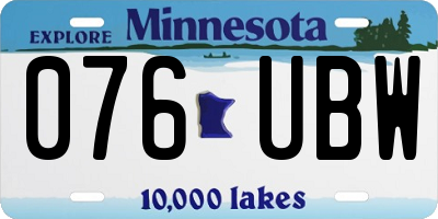 MN license plate 076UBW