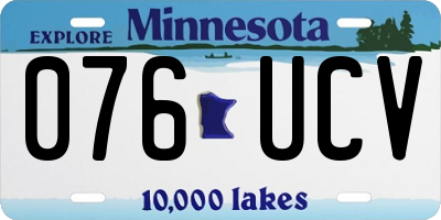 MN license plate 076UCV