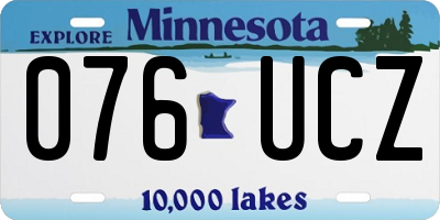 MN license plate 076UCZ