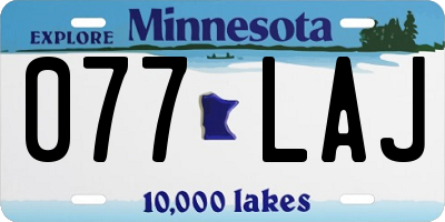 MN license plate 077LAJ