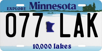 MN license plate 077LAK