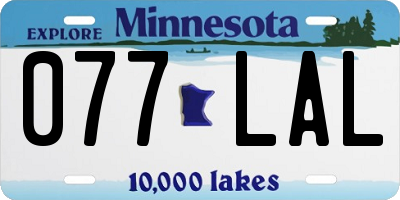 MN license plate 077LAL