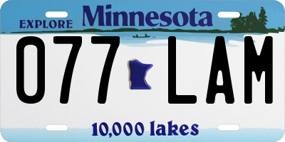 MN license plate 077LAM
