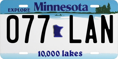 MN license plate 077LAN