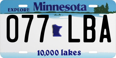 MN license plate 077LBA
