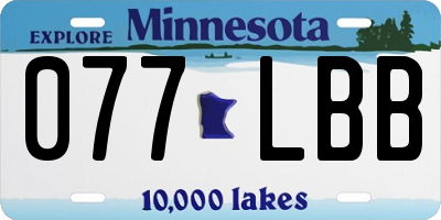 MN license plate 077LBB