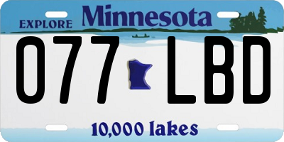 MN license plate 077LBD