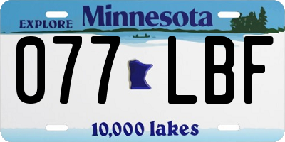 MN license plate 077LBF