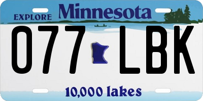 MN license plate 077LBK
