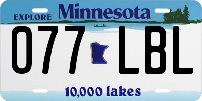 MN license plate 077LBL