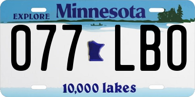 MN license plate 077LBO