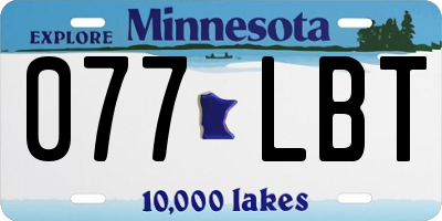 MN license plate 077LBT