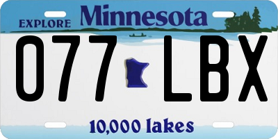 MN license plate 077LBX