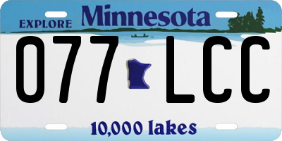 MN license plate 077LCC