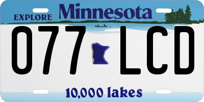 MN license plate 077LCD