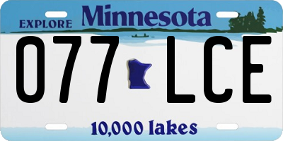 MN license plate 077LCE