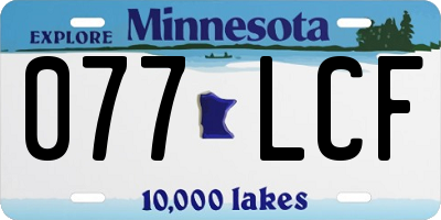 MN license plate 077LCF
