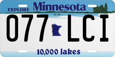 MN license plate 077LCI