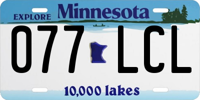 MN license plate 077LCL