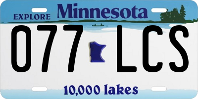 MN license plate 077LCS