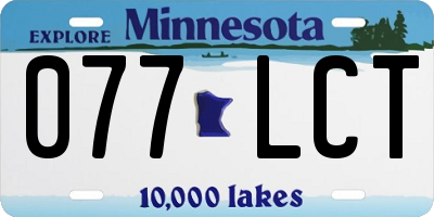 MN license plate 077LCT