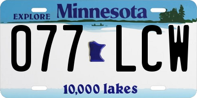 MN license plate 077LCW
