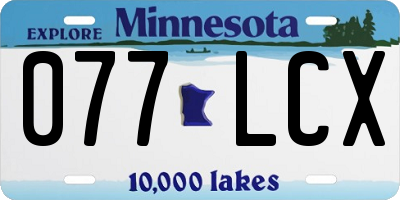 MN license plate 077LCX