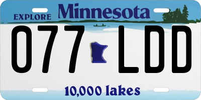 MN license plate 077LDD