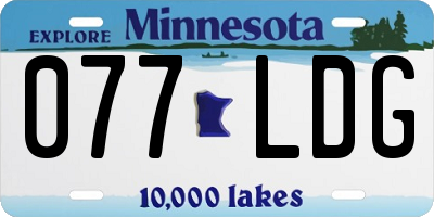 MN license plate 077LDG