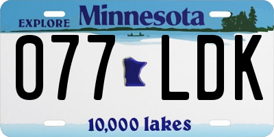 MN license plate 077LDK