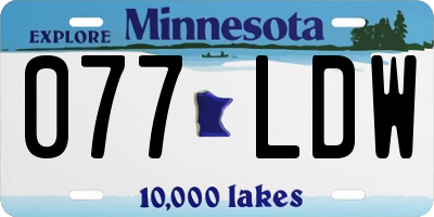 MN license plate 077LDW