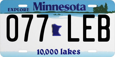 MN license plate 077LEB