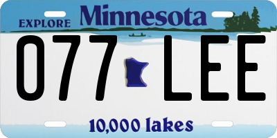 MN license plate 077LEE