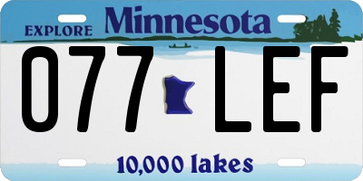 MN license plate 077LEF