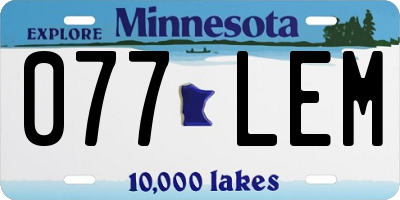MN license plate 077LEM