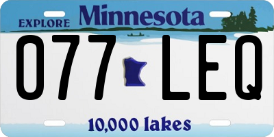 MN license plate 077LEQ