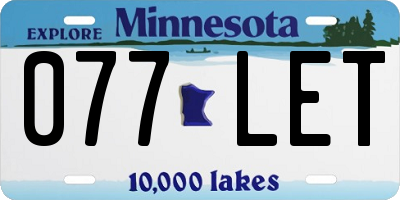MN license plate 077LET