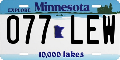 MN license plate 077LEW