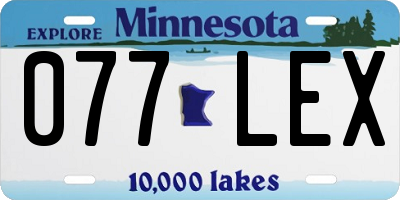MN license plate 077LEX