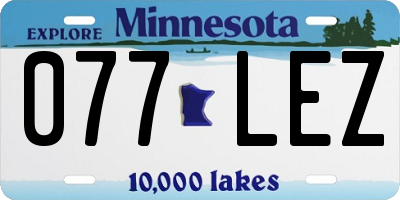 MN license plate 077LEZ